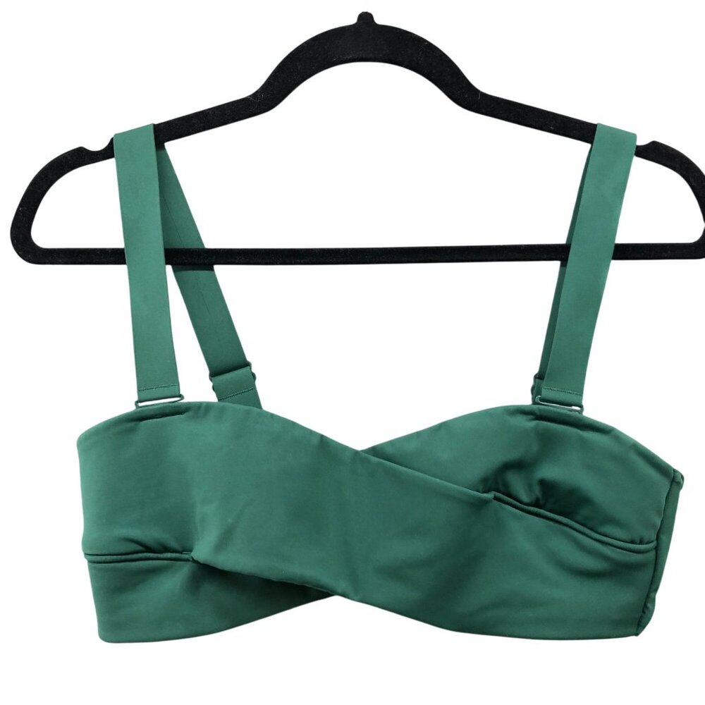 Cos Bikini Top Womens Size 8 Green Minimalist Wrap Front‎